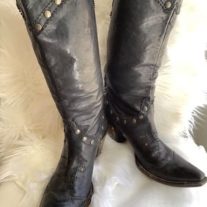 Vero Cuoio Studded Italian Leather Cowboy Boots
